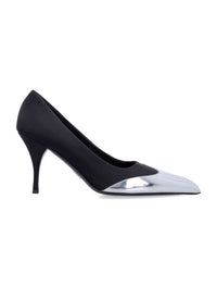 Prada Satin And Metallic Leather Pumps