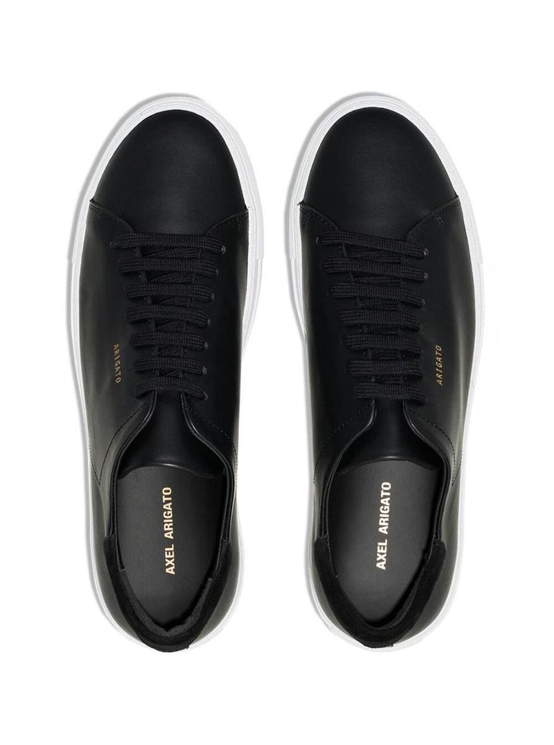 '90 Clean' Black Low Top Sneakers With Logo Lettering On The Side In Leather Man