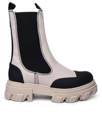 Ganni Beige Leather Ankle Boots