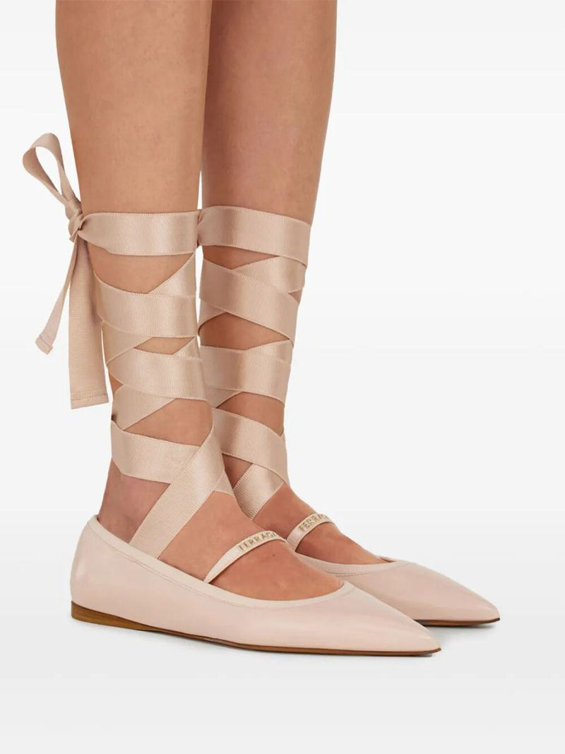 Salvatore Ferragamo Carice Ballet Flat With Ankle Ribbon Shoes