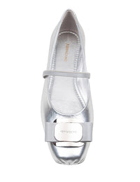 Salvatore Ferragamo Ballerina In Soft Laminated Leather