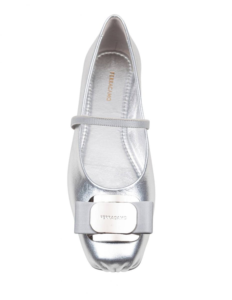 Salvatore Ferragamo Ballerina In Soft Laminated Leather