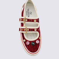 Valentino Garavani Burgundy And White Leather Sneakers