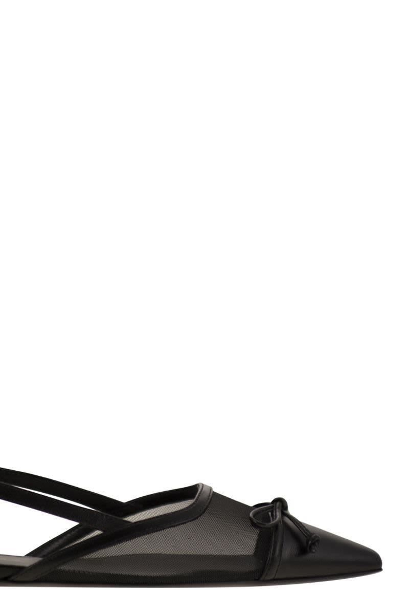Stuart Weitzman Kitty - Leather And Transparent Fabric Slingback