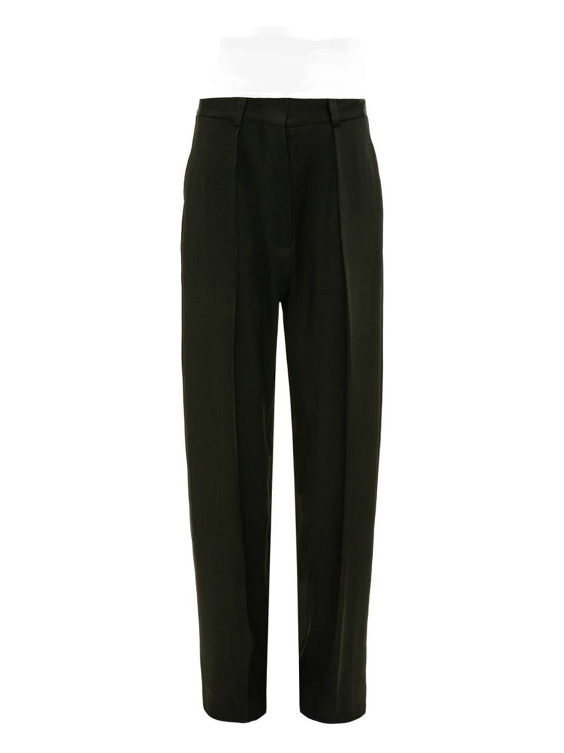 Victoria Beckham Wool Pleated Straight Trousers