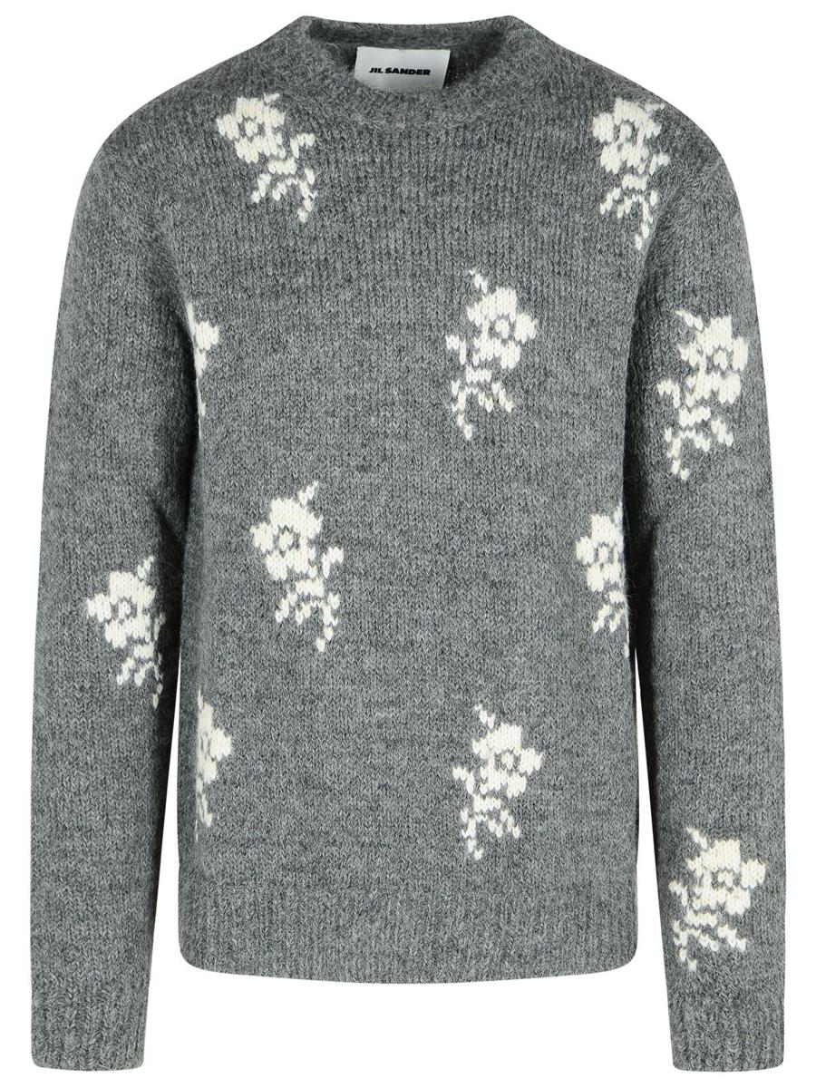 Jil Sander 'U Moonless Night' Grey Alpaca Blend Crew Neck Sweater