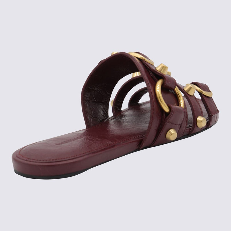 Balenciaga Bordeaux Leather City Flats