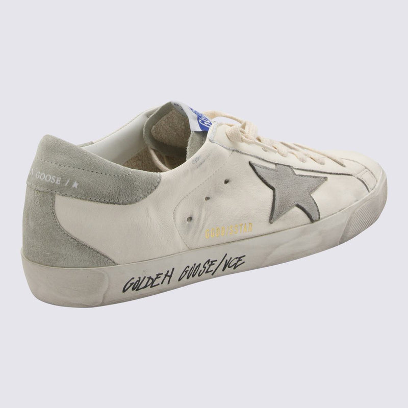 Golden Goose White And Grey Leather Super-Star Sneakers