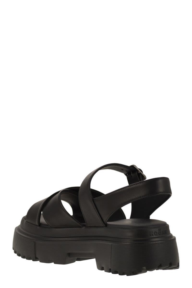 Hogan Leather Sandal With Midsole