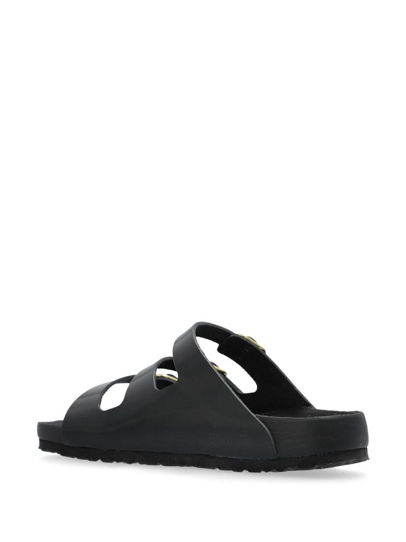 Birkenstock 'Florida' Black Leather Slippers