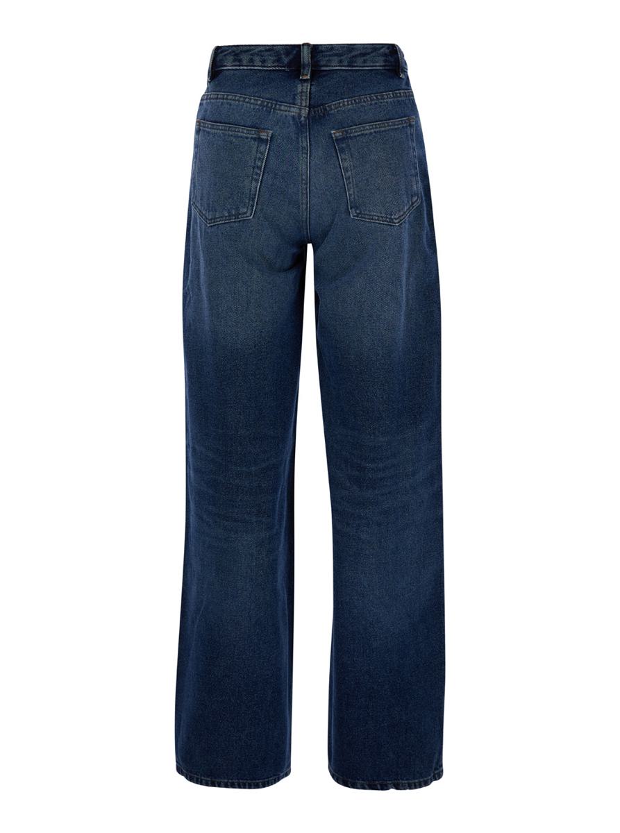 'Elisabeth' Blue Straight Jeans With Branded Button In Denim Woman