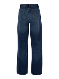 'Elisabeth' Blue Straight Jeans With Branded Button In Denim Woman