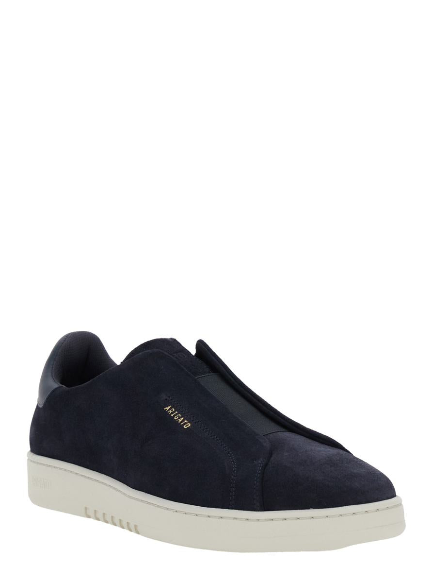 'Dice' Blue Low Top Laceless Sneakers With Logo Lettering On The Side In Suede Man