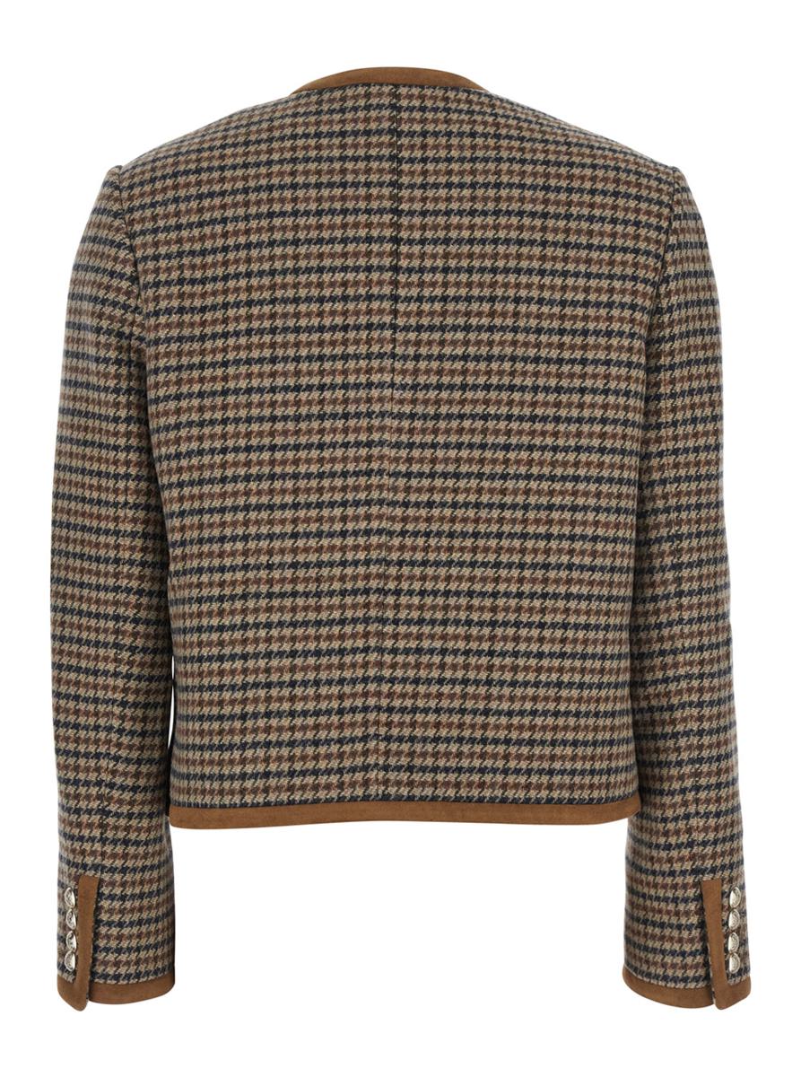 Beige Jacket With Button Closure And Front Pockets In Tweed Woman