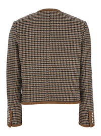 Beige Jacket With Button Closure And Front Pockets In Tweed Woman