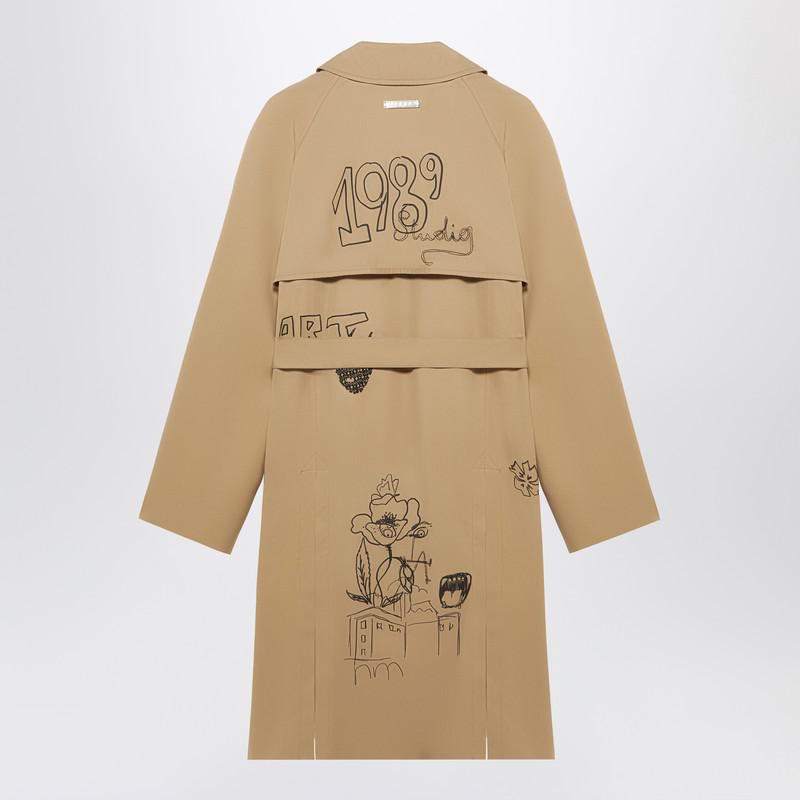 1989 Studio Embroidered Trench Scribble