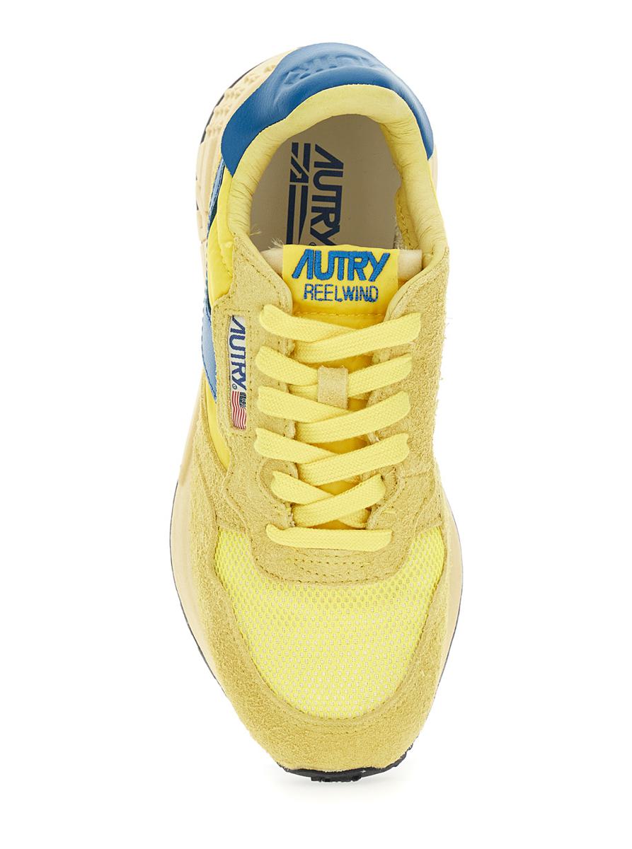 'Reelwind' Yellow Low Top Sneakers With Logo Patch On Tongue And Side In Leather Blend Woman