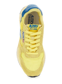 'Reelwind' Yellow Low Top Sneakers With Logo Patch On Tongue And Side In Leather Blend Woman