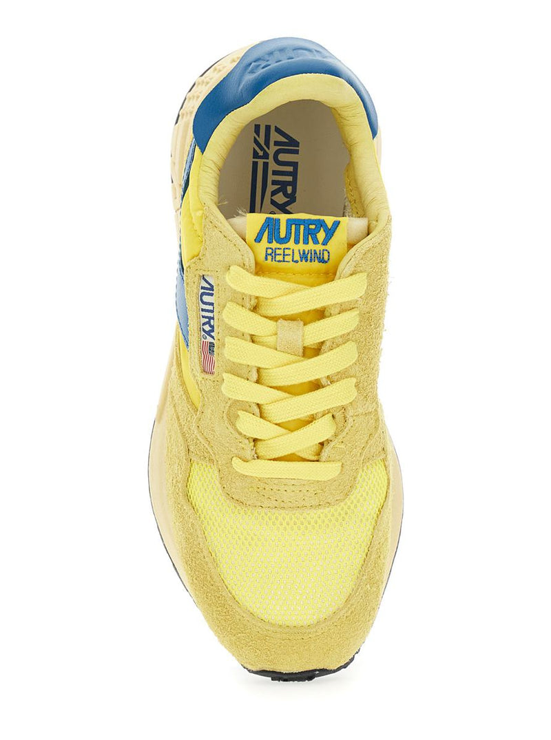 'Reelwind' Yellow Low Top Sneakers With Logo Patch On Tongue And Side In Leather Blend Woman