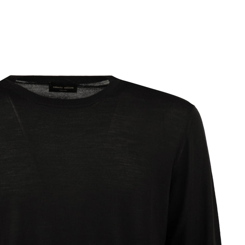 Roberto Collina Black Ultrafine Merino Wool Sweater