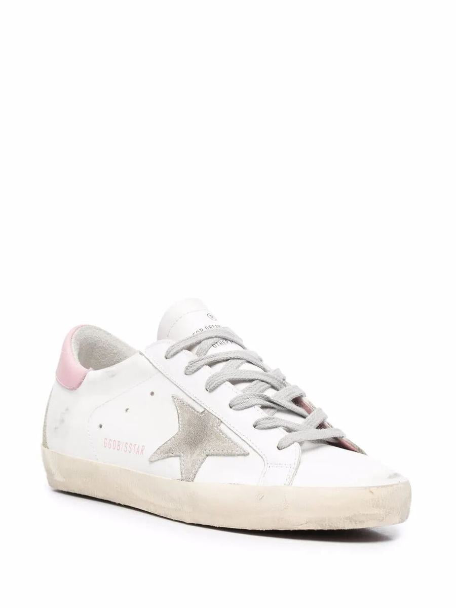 Golden Goose "Super Star" Leather Upper And Heel Suede Star And Spur Cream Sole Shoes
