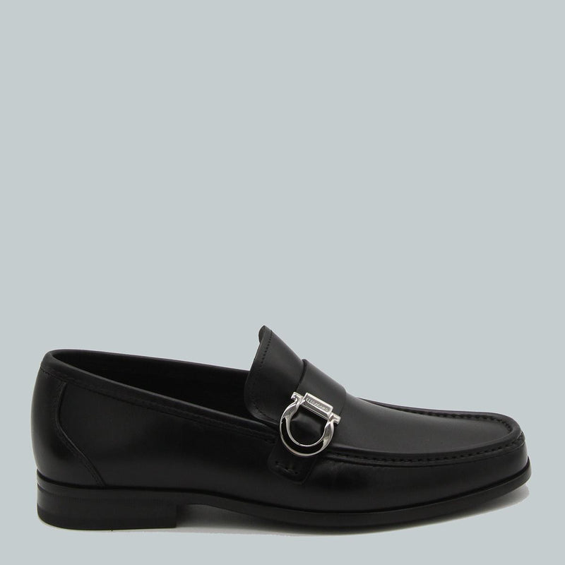 Salvatore Ferragamo Black Leather Caspian Loafers
