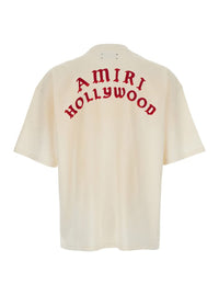 White Crewneck T-Shirt With Logo Lettering On Front And Rear In Cotton Man
