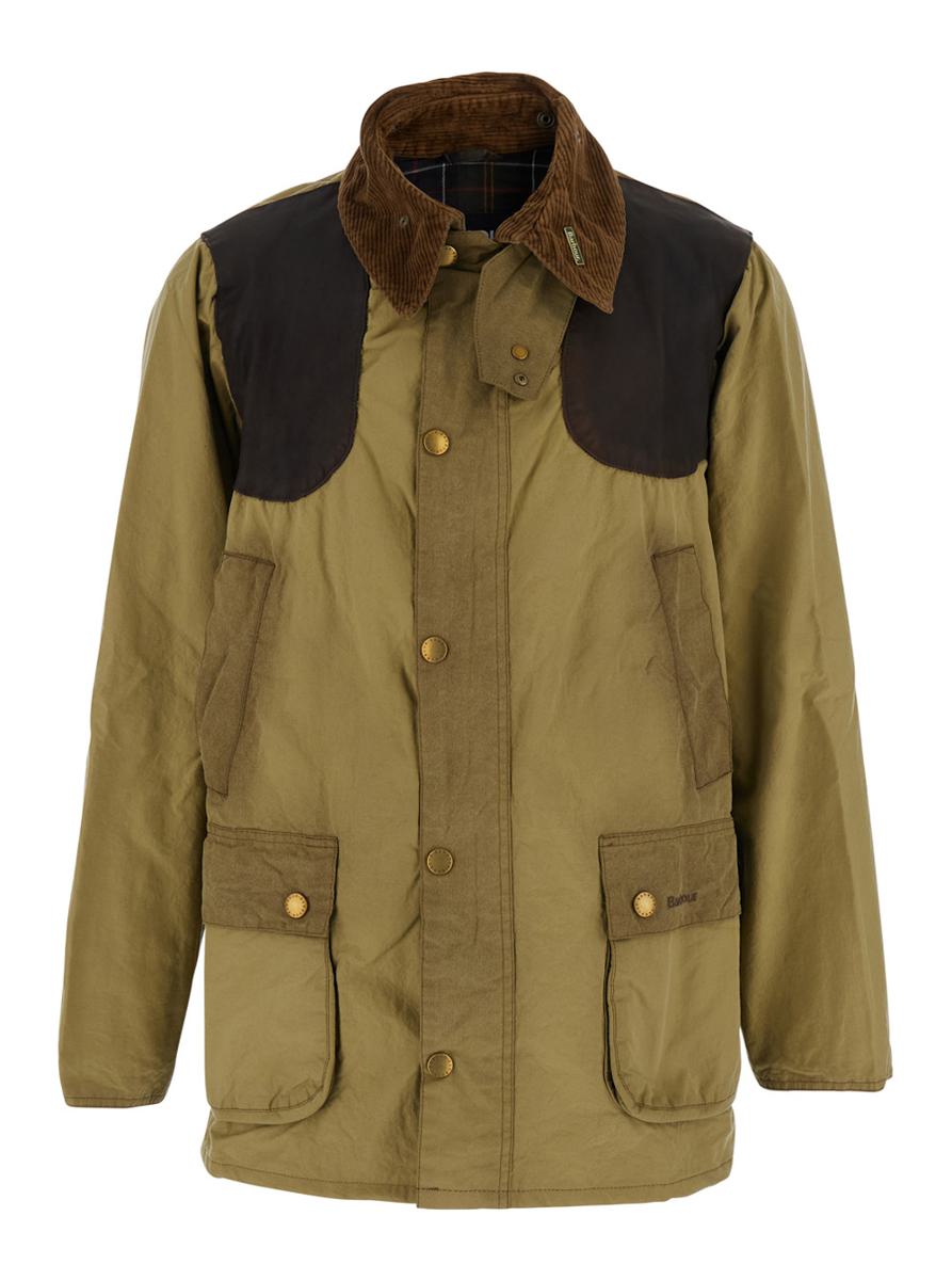 Beige Jacket With Contrasting Corduroy Collar In Cotton Man