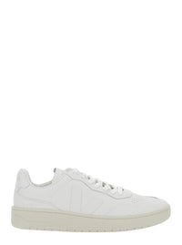 'V-90' White Sneakers With Logo Patch On The Tongue And Logo Lettering On The Heel In Leather Unisex