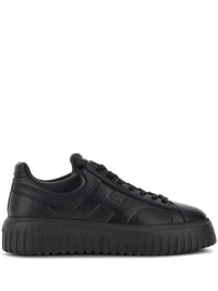 Hogan H-Stripes Sneakers In Black Sheepskin Leather