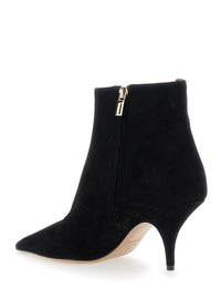 'Agia' Black Ankle Boots With Cut-Out Detail And Stiletto Heel In Suede Woman