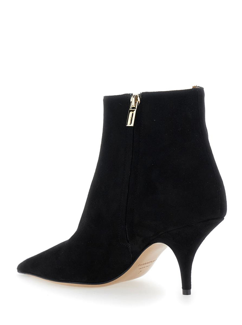 'Agia' Black Ankle Boots With Cut-Out Detail And Stiletto Heel In Suede Woman