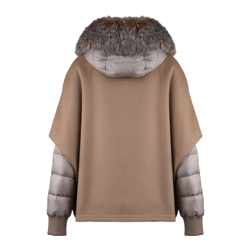 Moorer Short Hazelnut Hood Matched With Down Jacket