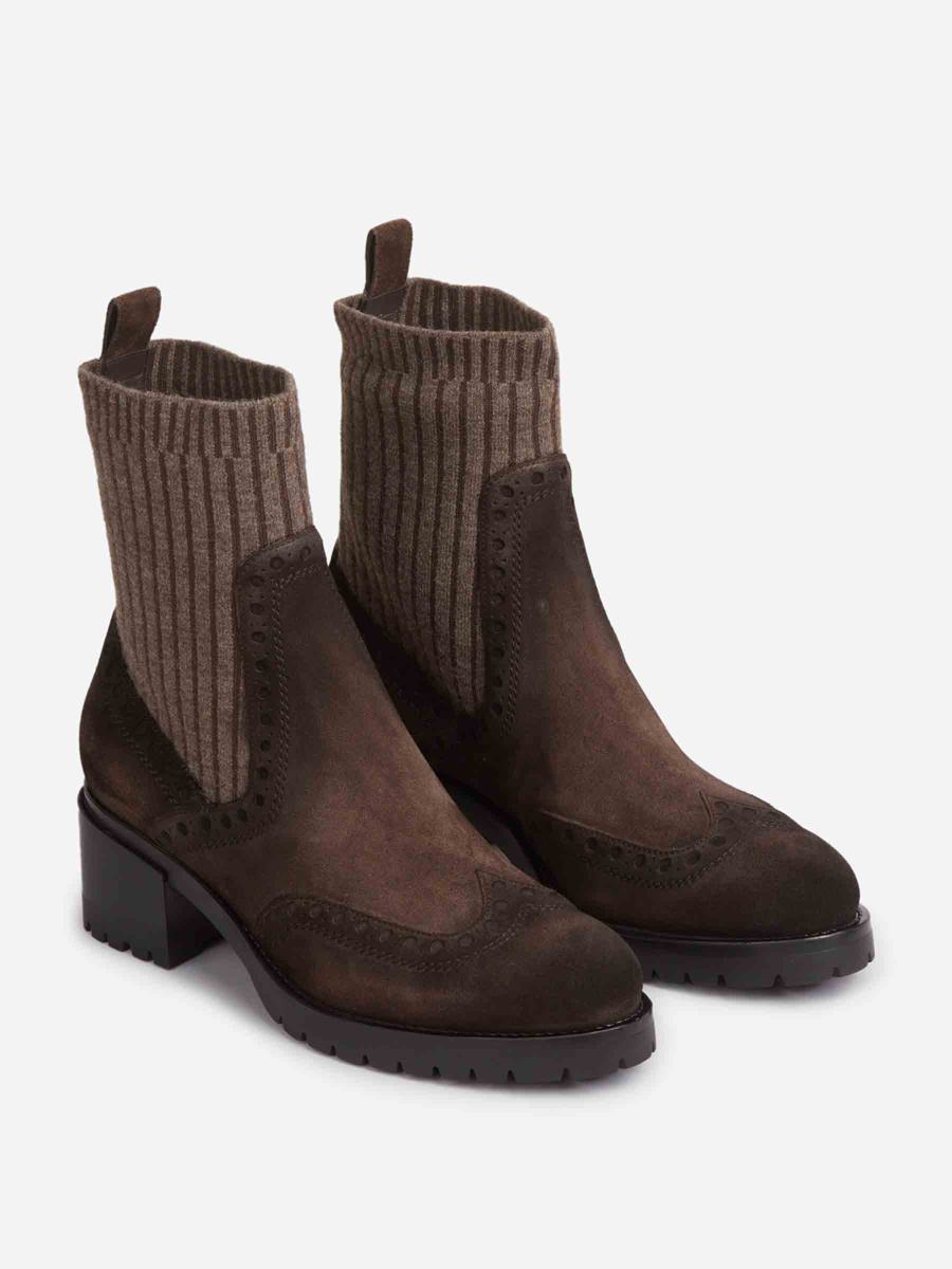 Santoni Ribbed Suede Ankle Boots
