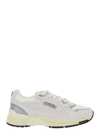 'Hyperway' White Low Top Sneakers With Logo Patch On Side And Tongue In Suede And Mesh Woman