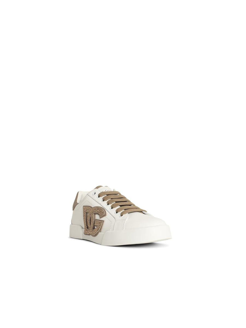 Dolce & Gabbana 'Portofino' White Calf Leather Sneakers