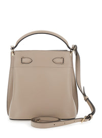 'Small Islington' Beige Bucket Bag With Twist Lock Closure In Hammered Leather Woman