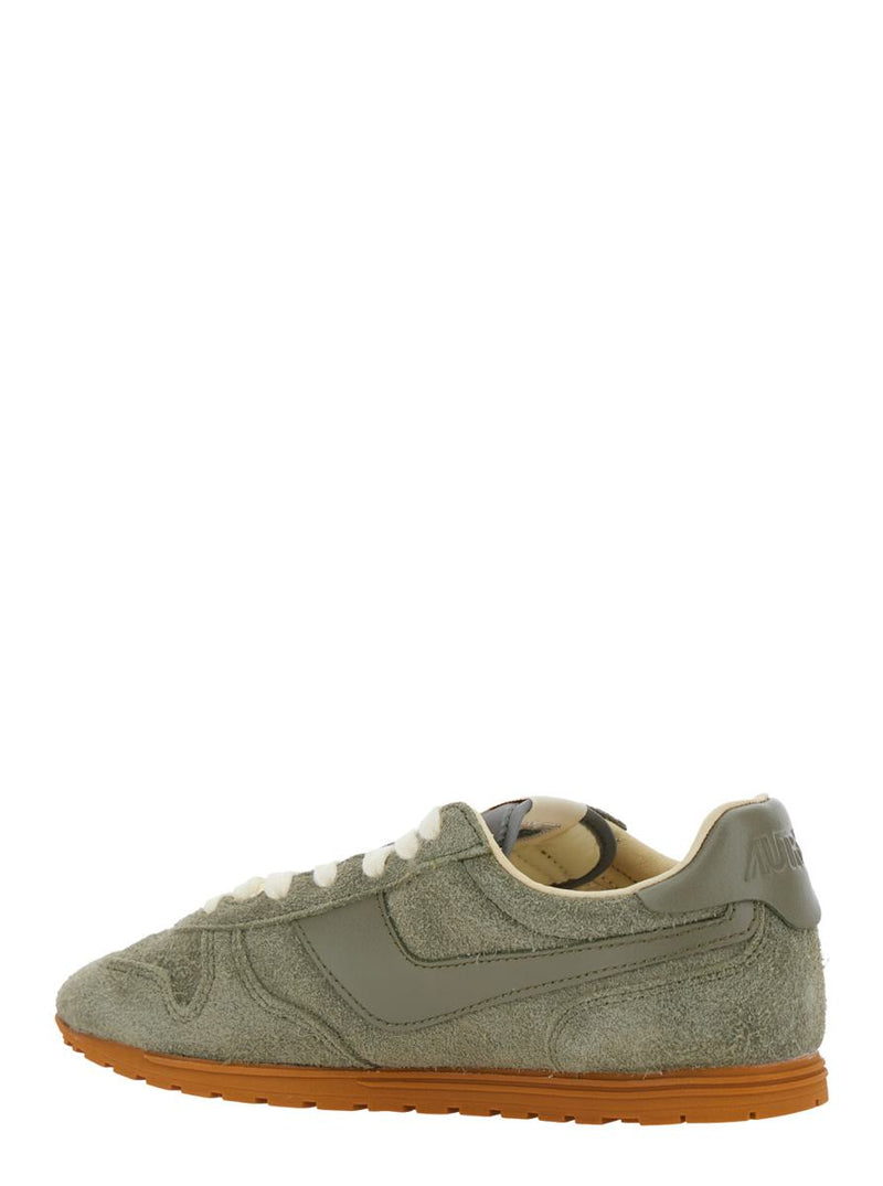 'Windspin' Green Low Top Sneakers With Logo Patch On Tongue And Side In Suede Woman