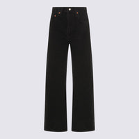Levi'S Black Cotton Ribcage Wide Leg H223 Jeans