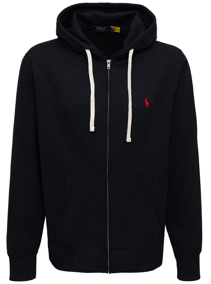 Black Cotton Hoodie With Logo