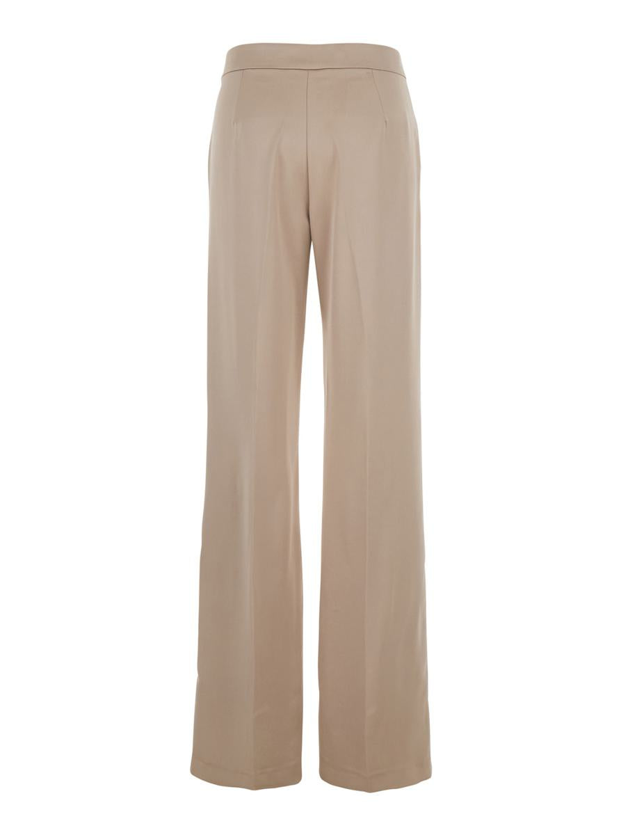 Beige Pants With Pences On The Front In Tech Fabric Woman