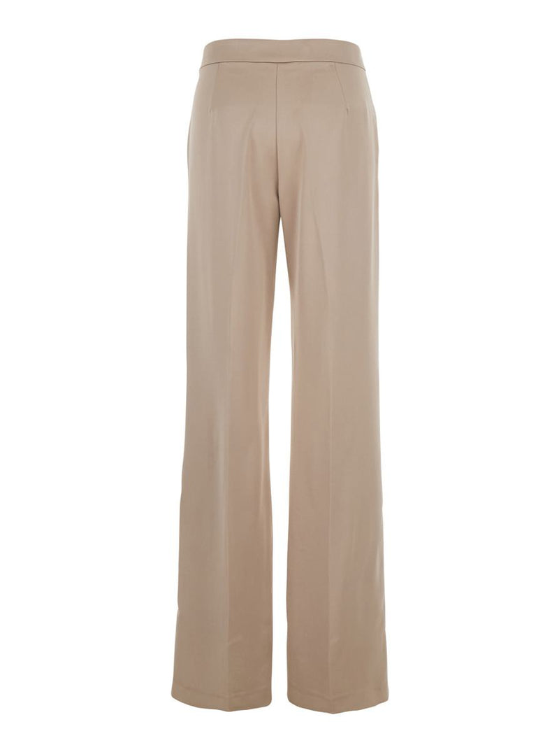 Beige Pants With Pences On The Front In Tech Fabric Woman