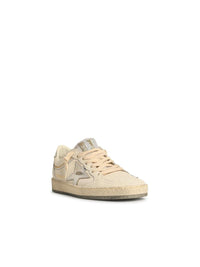Golden Goose 'Ball-Star' White Leather Sneakers With Silver Star And Heel