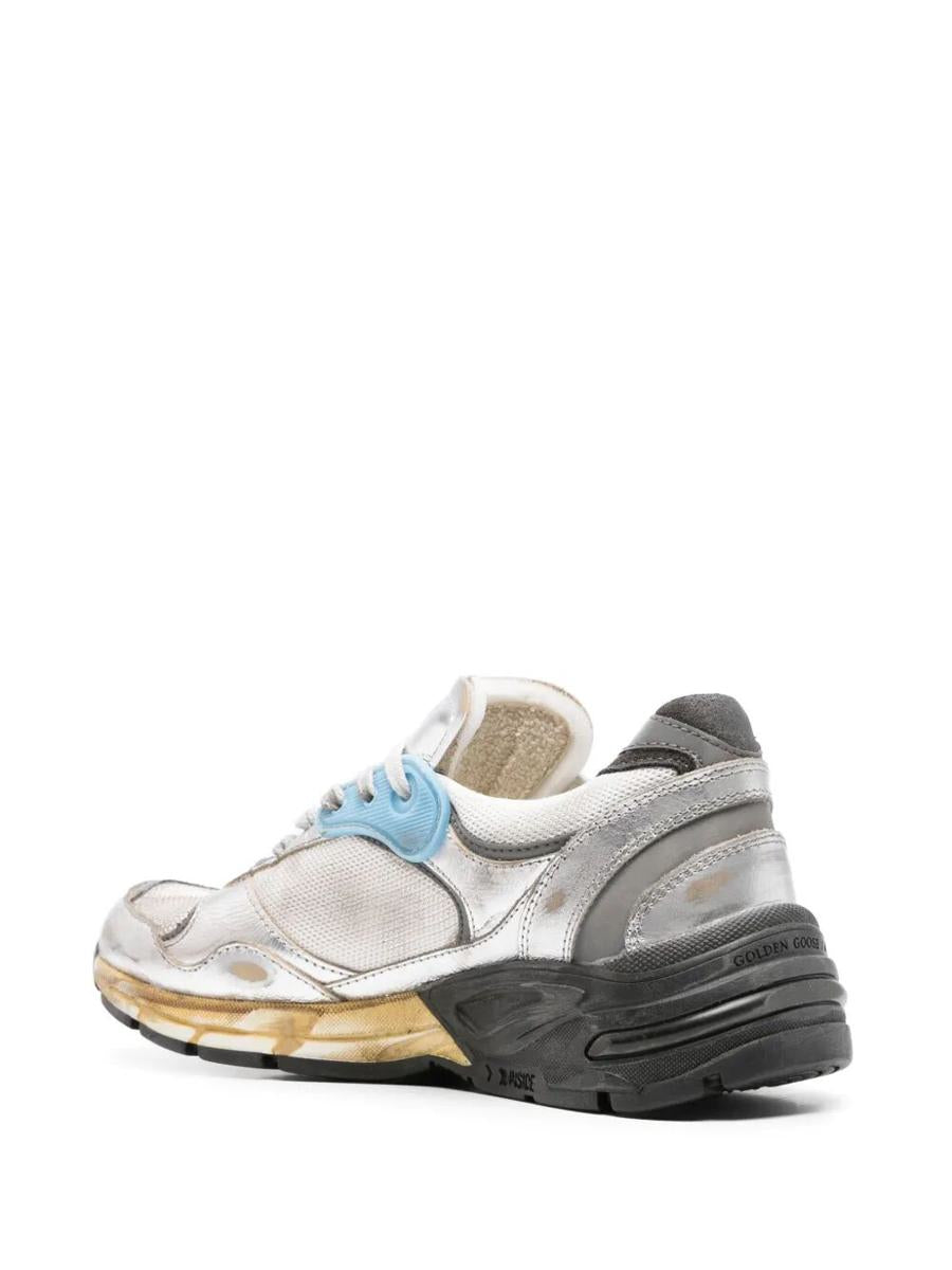 Golden Goose "Running Dad" Mesh And Laminated Leather Upper Suede Star Laminated Leather Toe And Tongue Shoes