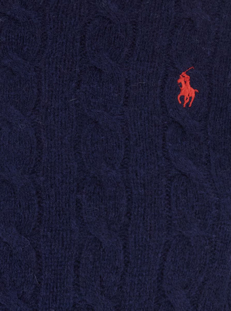 'Julianna' Blue Sweater With Round Neck And Pony Embroidery On The Front In Wool And Cashmere Woman