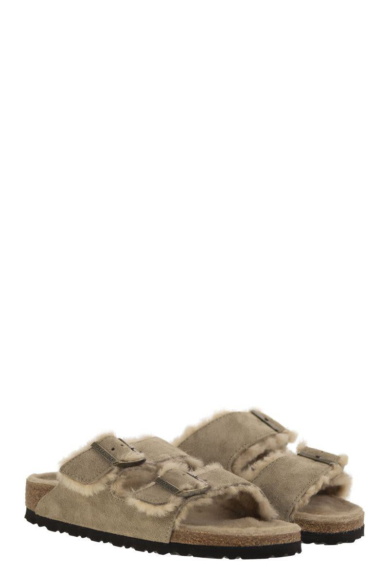 Birkenstock Arizona - Suede Lamb Fur Slipper