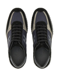 Hogan Suede And Smooth Leather Interactive Sneakers With Technical Fabric Inserts Shoes