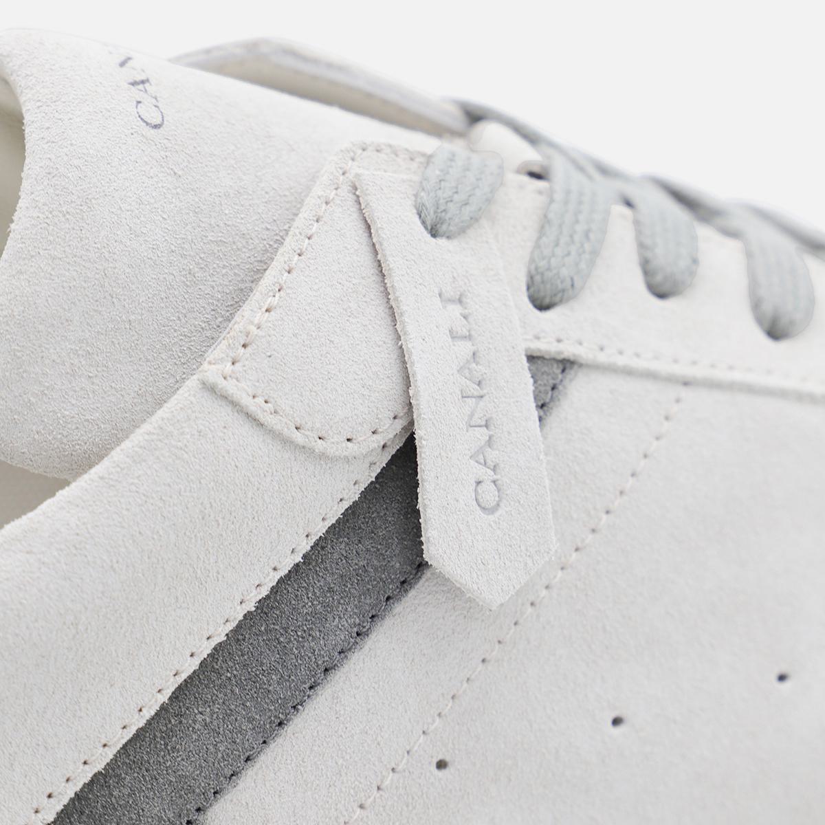 Canali White And Grey Leather Sneakers