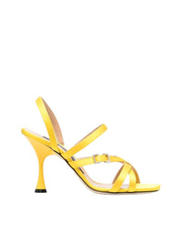 Sergio Rossi Crepe Satin Leather Heeled Sandal Shoes