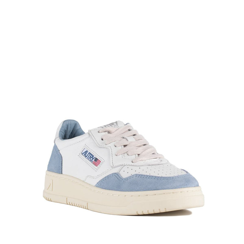 Autry White And Light Blue Leather And Suede Medalist Low Sneakers